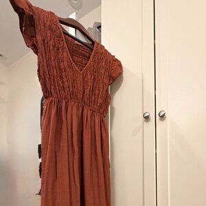 Brown Maxi linen dress